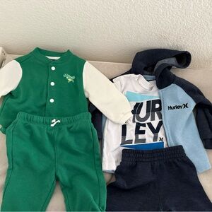 5 pieces 12 month never worn bundle: Green Dinosaur Baby Outfit Set